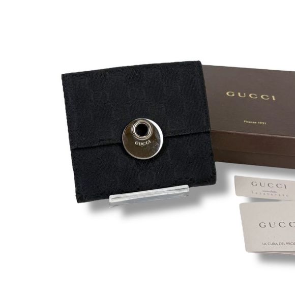 Gucci Compact Wallet Bifold Wallet Black GG Canvas GG Pattern - Picture 14 of 14